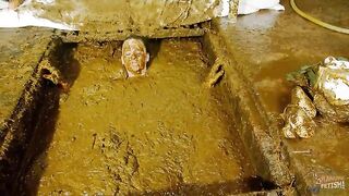 Betty submerges in cowshit while masturbating