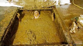 Betty submerges in cowshit while masturbating