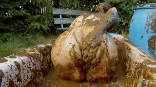 Lyndra Lynn playing in cowshit