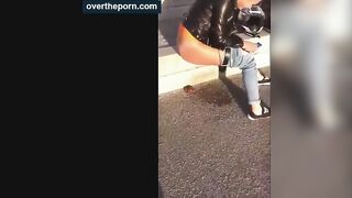Drunk girl shitting outdoor