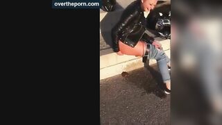 Drunk girl shitting outdoor