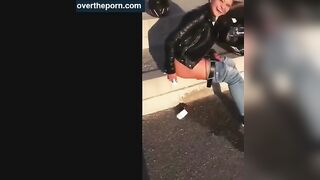 Drunk girl shitting outdoor