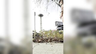 Girl peeing and shitting outdoor