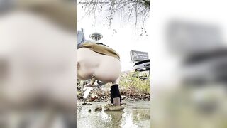 Girl peeing and shitting outdoor