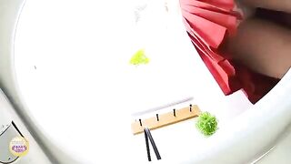 Young Japanese babe and hard turd