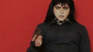 Gothic sexy babe pooping