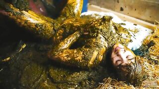 Sexy babe Lyndra covered in Cowshit