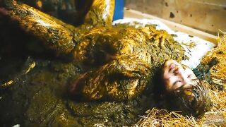 Sexy babe Lyndra covered in Cowshit