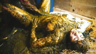 Sexy babe Lyndra covered in Cowshit