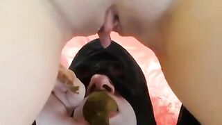 Sexy fat pussy milf pissing and pooping for slave