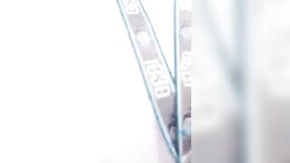 Woman takes a huge shit on a plastic sheet