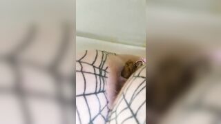 Big tattooed slut hot poop closeup
