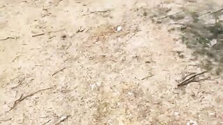 Banging her asshole on the rocks