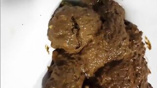 Dirty bitch showing her messy poop