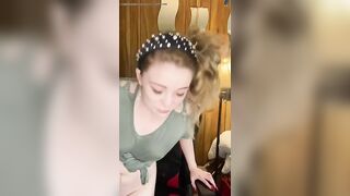 Stunning blonde teen girl poops