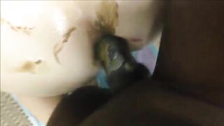 Big black cock hammering that pooping asshole