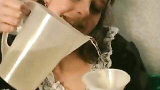 Stunning hot maid masturbates in her uniform