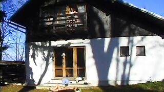 Girlfriend getting drilled in the backyard