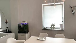 Tattooed blonde busty mom poops