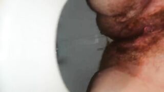 Amateur hairy fat lady pooping