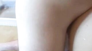 Wife getting pussy drilled while pooping