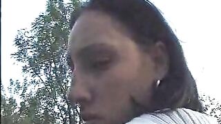 Cougar poops hard in the outdoors