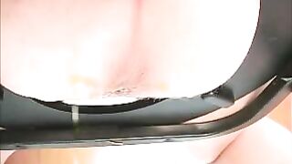 Hot blonde lady showing her sexy poop