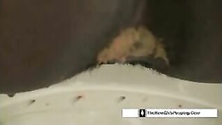 Beautiful hot brunette ebony babe poops