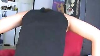 Chubby cute girl poops