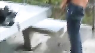 Skinny lady and sexy poop show