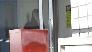 Jap MILF poops in the alley