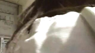 Sweet round ass lady pooping in the garden