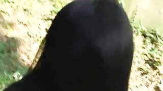 Two sexy Asian chicks pooping in the forest