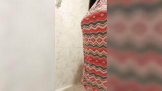 Girl squats to take a massive shit on tile floor