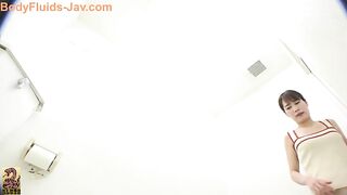 Cute young hot brunette girl pooping