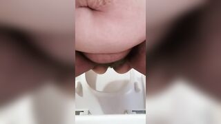 Chubby fat lady pooping closeup