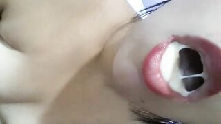 Fingering her pussy while masturbating and pooping