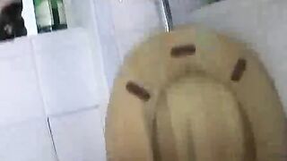 Dirty milf pooping on her poor slave