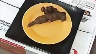 Amateur brunette lady and hot poop