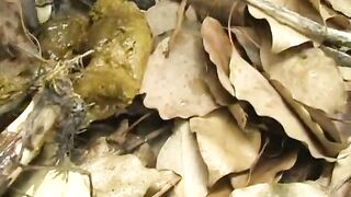 Blonde lady and putdoor poop