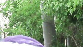 Married lady poops in the grass