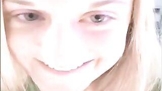 Lovely blonde girl poop teasing closeup