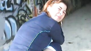 Smooth ass lady pooping outdoor