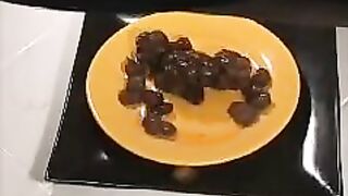 Dark sexy Latina babe poop closeup