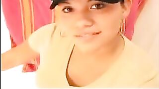 Lovely brunette girl dropping hard load