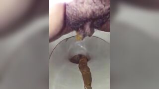 POV hairy lady poops