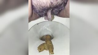 POV hairy lady poops