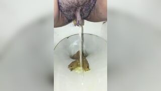 POV hairy lady poops
