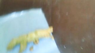 Releasing a foot-long poop