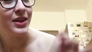 Chubby hot babe masturbates and smearing shit